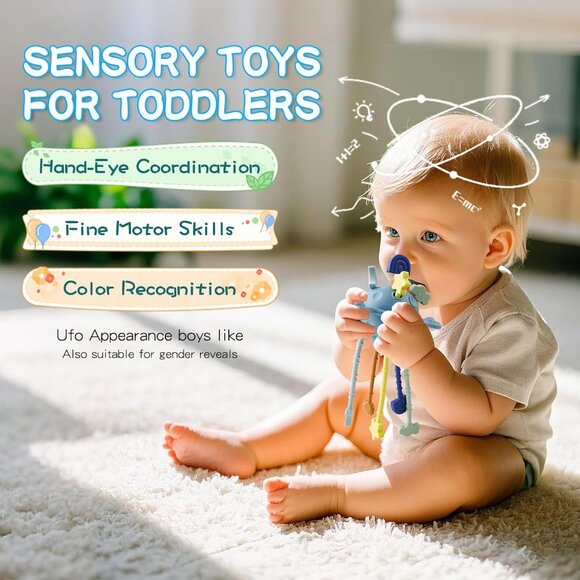 Montessori Pull String Sensory Toy for 6-12-18 Months Babies Teething Toys(1 Set - Picture 7 of 13